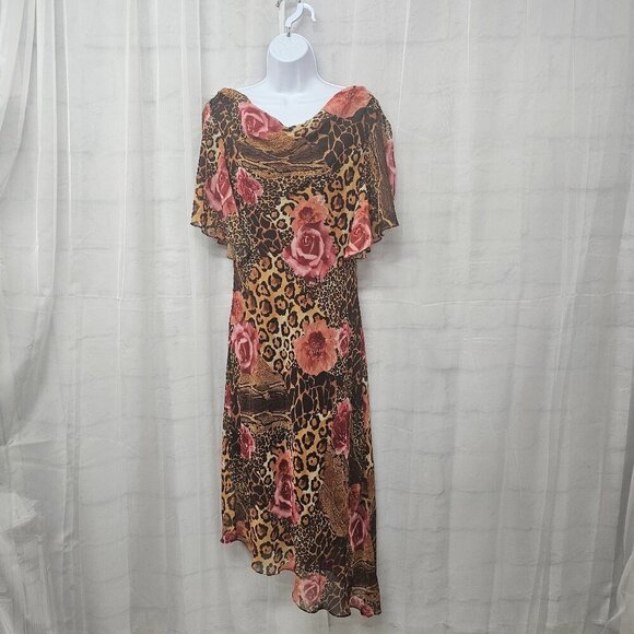 Patra Dresses & Skirts - Vintage Patra Dress Brown Pink Leopard Snakeskin Floral Retro Whimsigoth 8